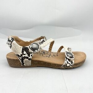 Aetrex Womens 9 Jillian Snake Print Leather Braided Strappy Sandals Comfort Boho